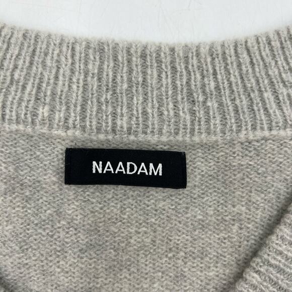 Nadaam Merino Wool & Cashmere Knit V Neck Sweater Gray - Picture 3 of 9